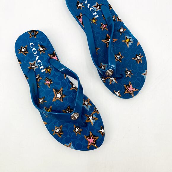 Coach Blue Star Flip Flops - Picture 1 of 5
